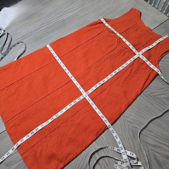 Agnona Made in Italy 100% Linen Orange Sheath Dress US Size 12 Italy Size 48 - Picture 7 of 11